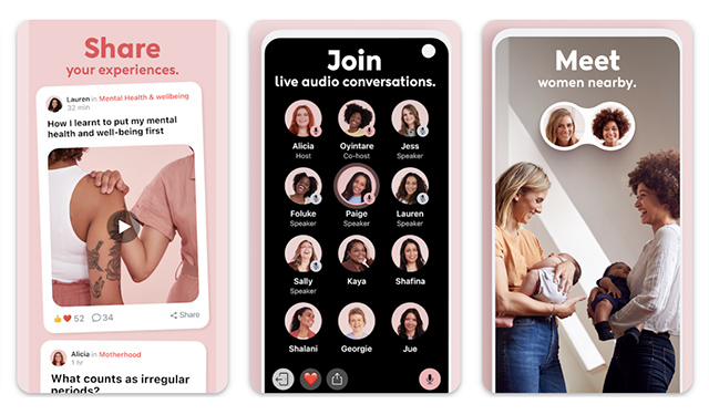 Screenshots of Peanut, one of the best apps for moms