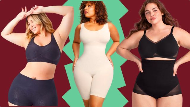 three women in shapewear