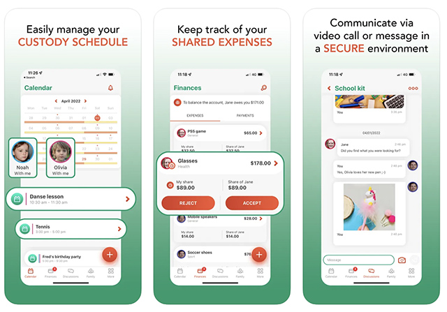 Screenshots of the 2Houses app, one of the best family organizer apps