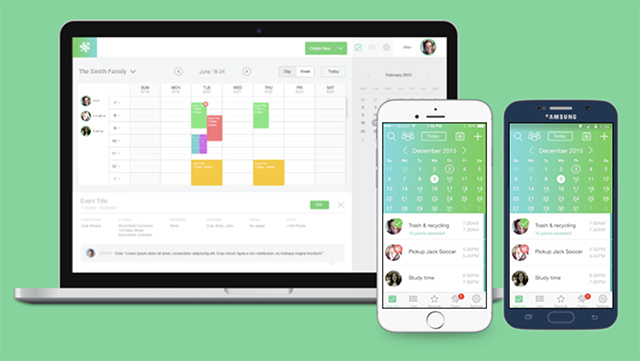 Screenshots of the Flayk app, one of the best family organizer apps