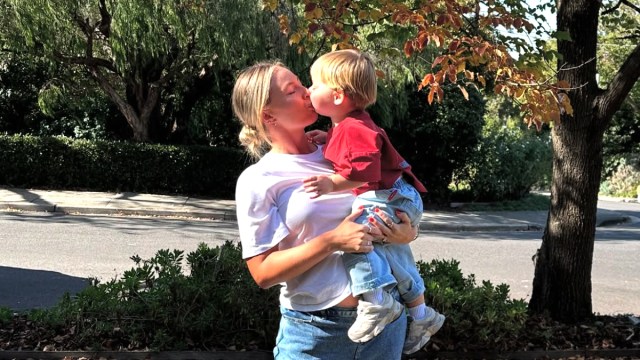 Lana Murphy and her son Bowie kissing in a photo stolen in a case of Facebook identity theft