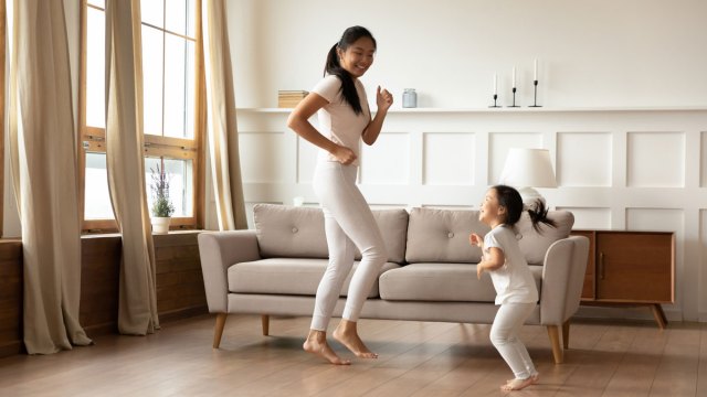 mom and toddler playing indoor games
