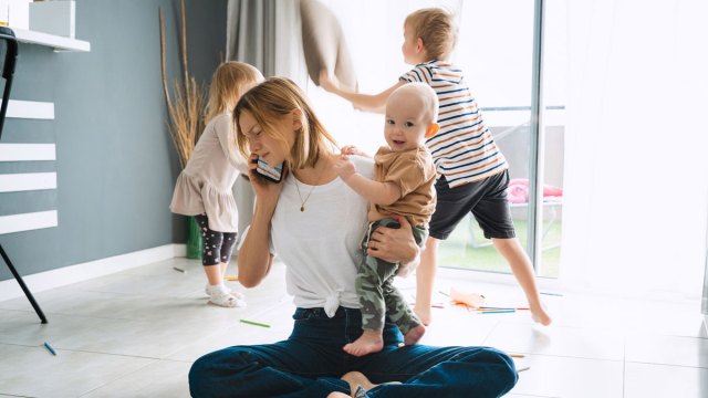 a mom with her kids who needs to use calming tools to reset
