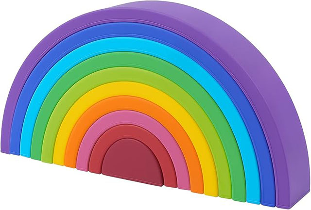 Silicone rainbow stacking toy is one of the best newborn baby gifts