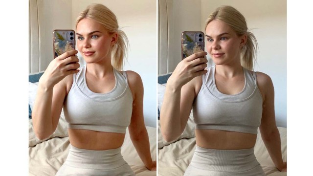 Shell Johnson photos side by side showing reality vs editing to teach kids how to navigate AI and highlight reels